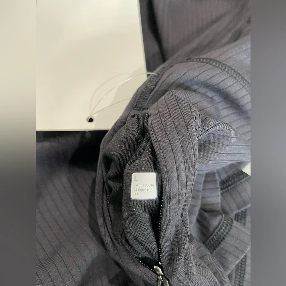 Lululemon Rulu Ribbed Cropped Half Zip Pullover Black - Picture 3 of 5